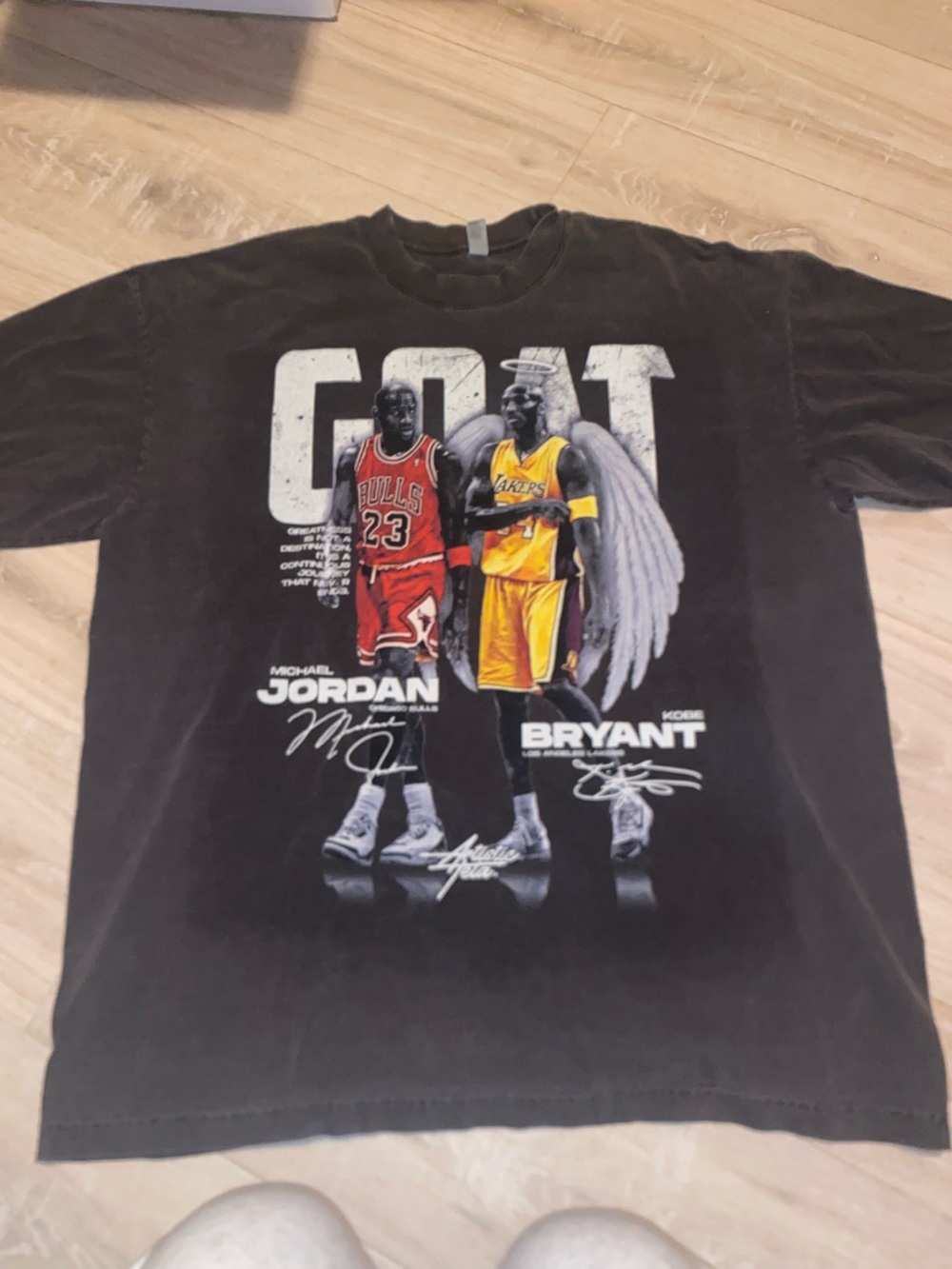 Michael Jordan Kobe Bryant GOAT Graphic T Shirt Black Men’s Oversized Streetwear
